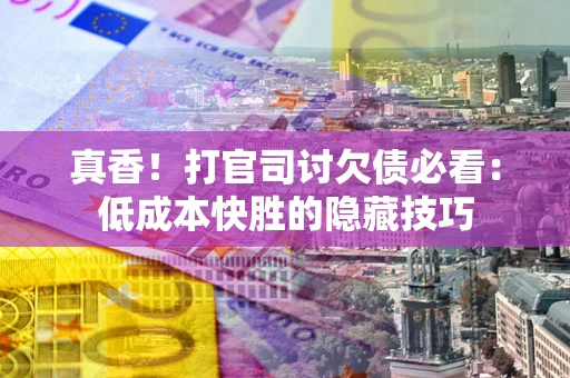 武汉真香！打官司讨欠债必看：低成本快胜的隐藏技巧